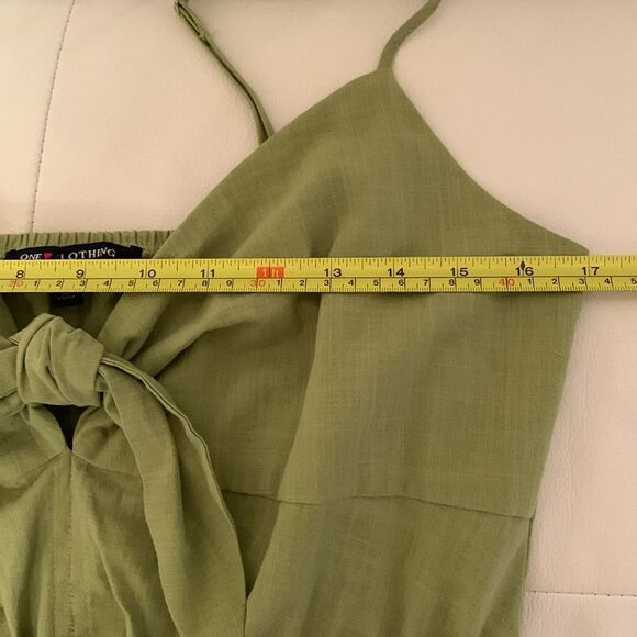 One❤️Clothing Light Green Sleeveless Tie-Front Romper Pockets Size M - Picture 3 of 9